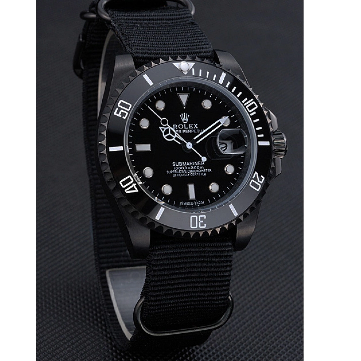 Aaa fake watches Black Nylon 622006 Strap Submariner Rolex 0806